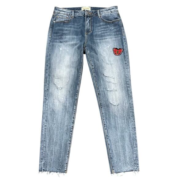 Free People Driftwood Joyce Butterfly Distressed Jeans - Picture 1 of 5